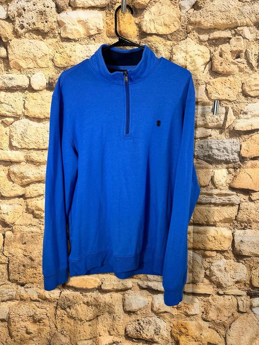 IZOD Advantage Performance Quarter Zip Fleece Pullover Blue Size LT